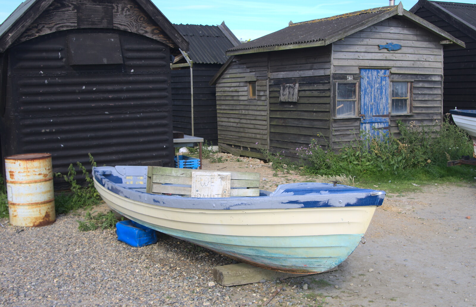 A fishing boat is being repainted from A Short Trip to Southwold, Suffolk - 24th July 2016