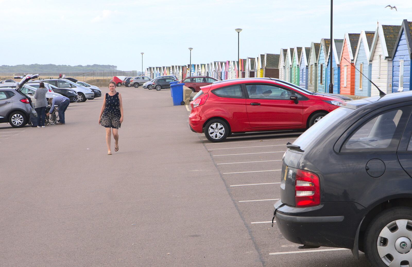 Isobel roams the car park at Southwold Pier from A Short Trip to Southwold, Suffolk - 24th July 2016