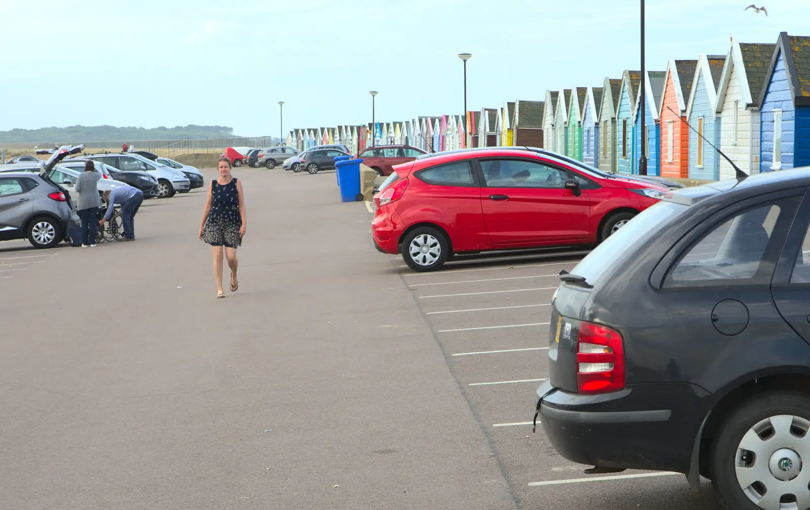 Isobel roams the car park at Southwold Pier, from A Short Trip to Southwold, Suffolk - 24th July 2016