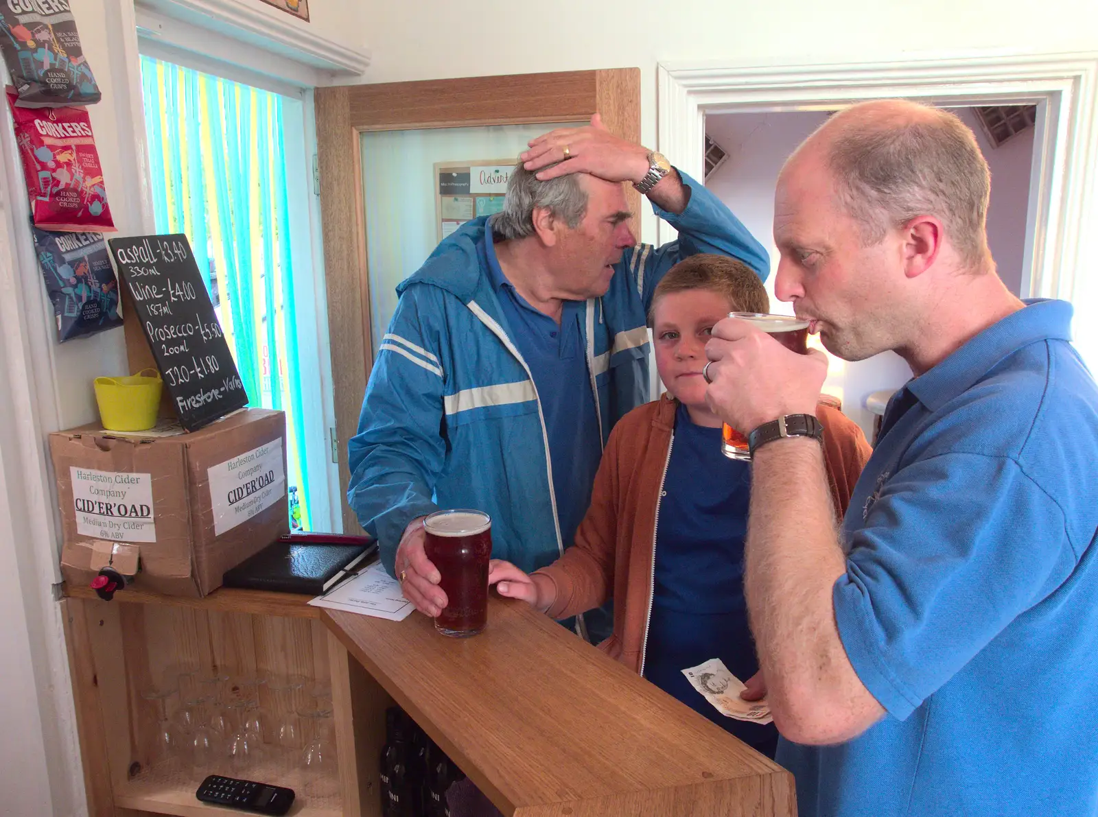 Alan and Paul get a pint in, from The BSCC at the Jolly Porter, Station Road, Diss, Norfolk - 28th July 2016