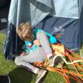 Fred tips his drink back a bit too far, Camping in West Runton, North Norfolk - 30th July 2016