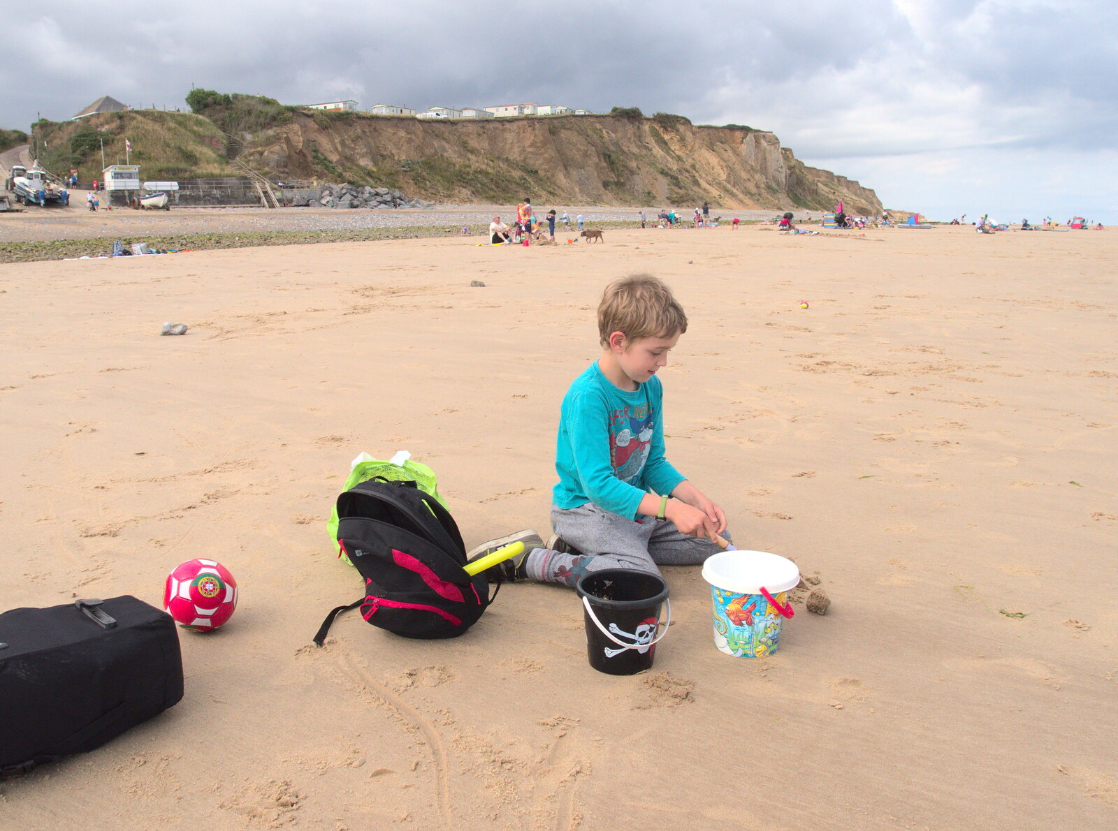Fred on the beach - it's perfect sand-castle sand from Camping in West Runton, North Norfolk - 30th July 2016