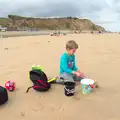 Fred on the beach - it's perfect sand-castle sand, Camping in West Runton, North Norfolk - 30th July 2016