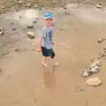 Harry in a rock pool, Camping in West Runton, North Norfolk - 30th July 2016