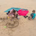 Camping in West Runton, North Norfolk - 30th July 2016, Isobel helps build a sand castle