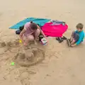 Isobel helps build a sand castle, Camping in West Runton, North Norfolk - 30th July 2016