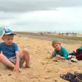 Harry and Fred on the sand, Camping in West Runton, North Norfolk - 30th July 2016