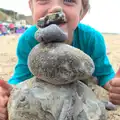 Fred makes a little cairn, Camping in West Runton, North Norfolk - 30th July 2016