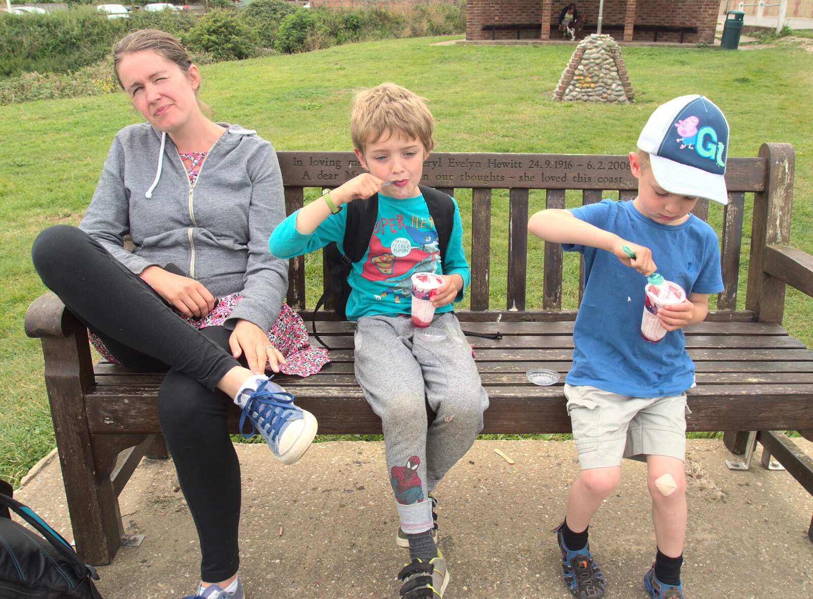 Camping in West Runton, North Norfolk - 30th July 2016: The gang eat ice cream