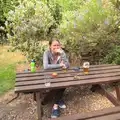 Isobel in the beer garden, Camping in West Runton, North Norfolk - 30th July 2016