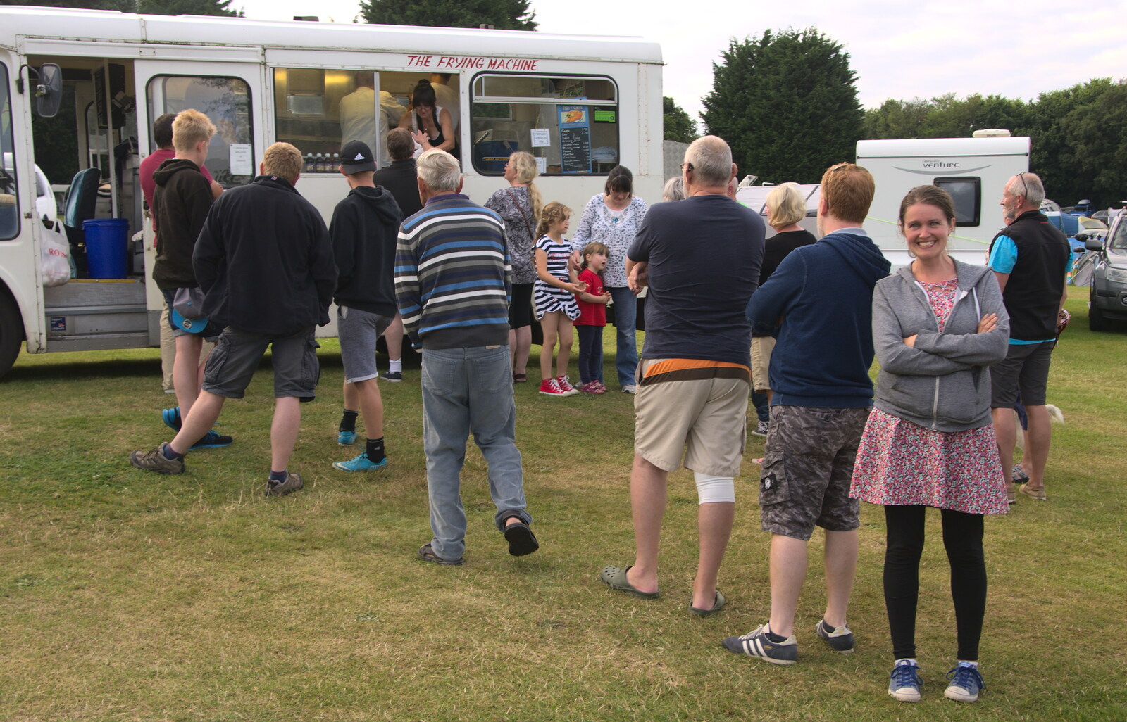 Isobel in the chip queue from Camping in West Runton, North Norfolk - 30th July 2016
