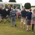 Isobel in the chip queue, Camping in West Runton, North Norfolk - 30th July 2016