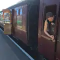 Isobel opens the door, Sheringham Steam, Sheringham, North Norfolk - 31st July 2016