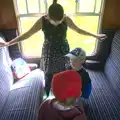 Isobel and the boys in a cubicle carriage, Sheringham Steam, Sheringham, North Norfolk - 31st July 2016