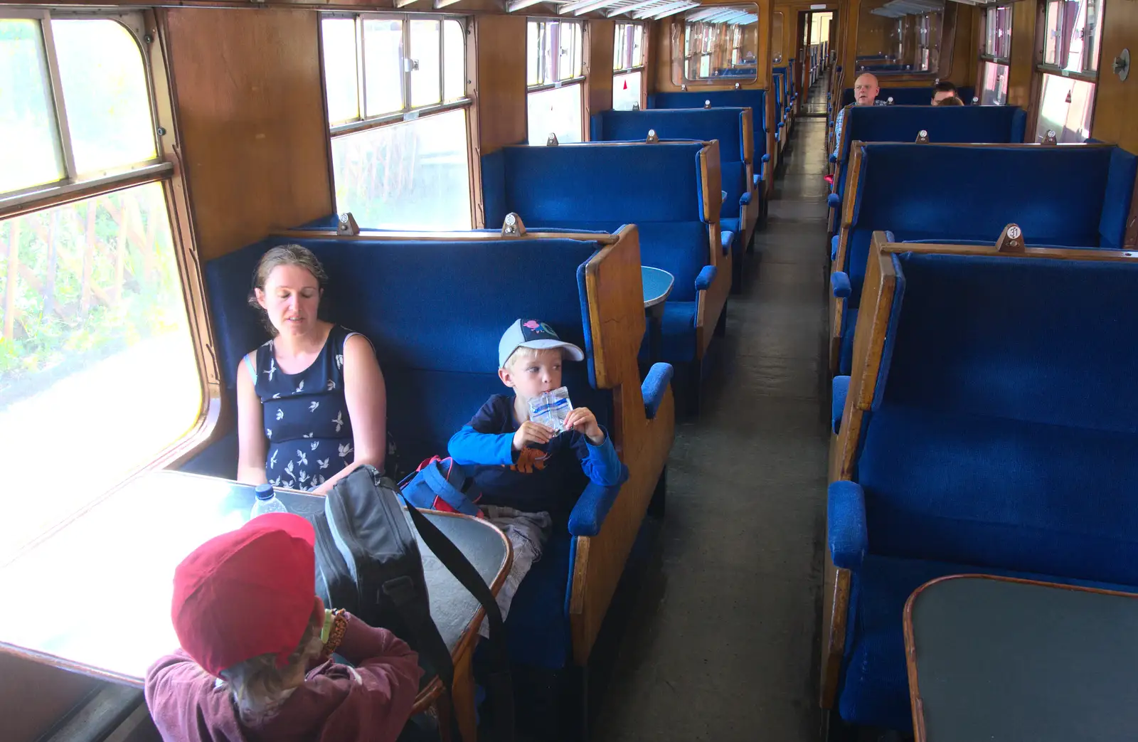 The gang back in a Mark 2 TSO carriage, from Sheringham Steam, Sheringham, North Norfolk - 31st July 2016