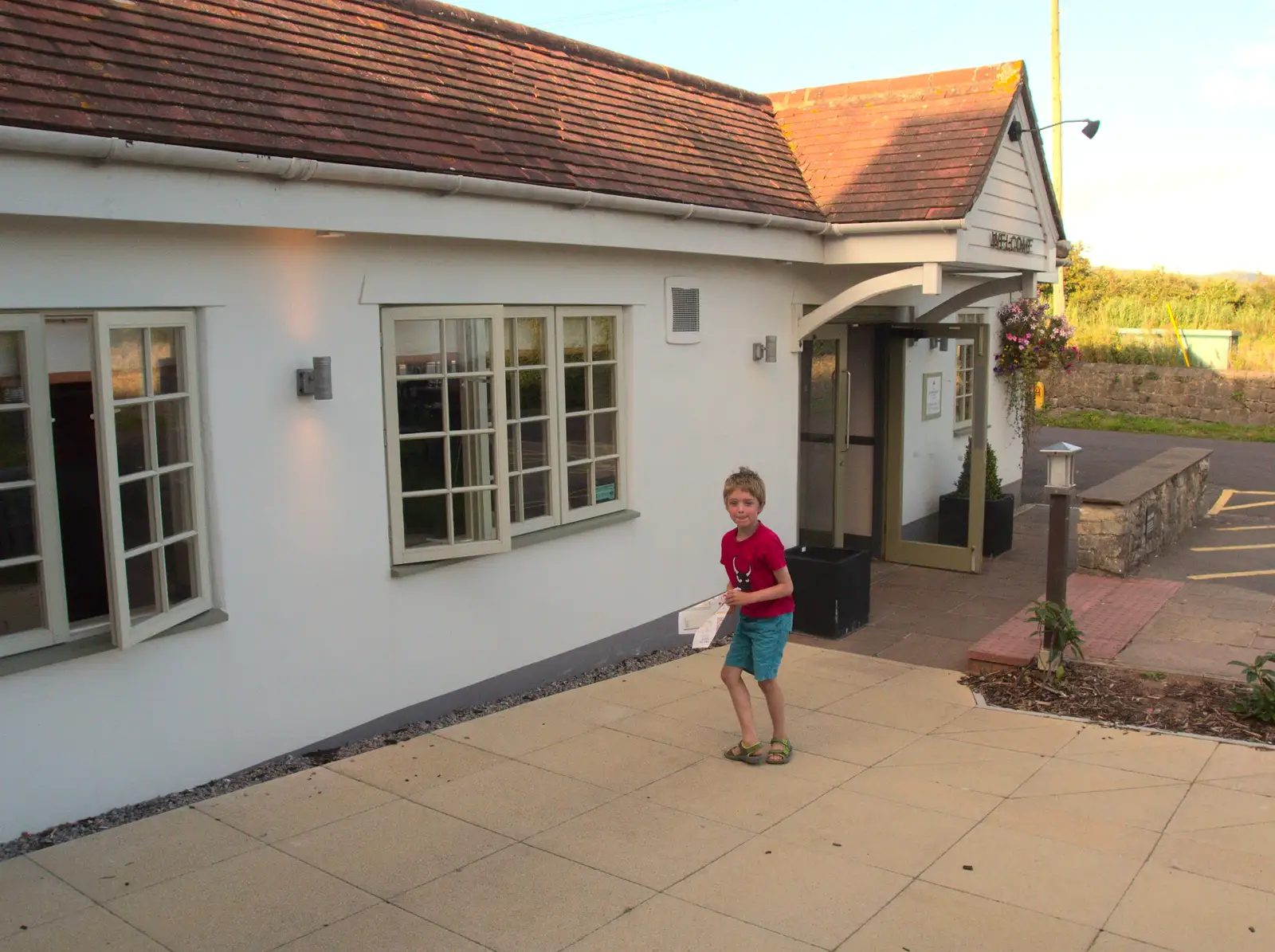 Fred outside the restaurant after tea, from Camping With Sean, Ashburton, Devon - 8th August 2016