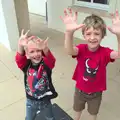 Harry and Fred show off their sticky hands, Camping With Sean, Ashburton, Devon - 8th August 2016