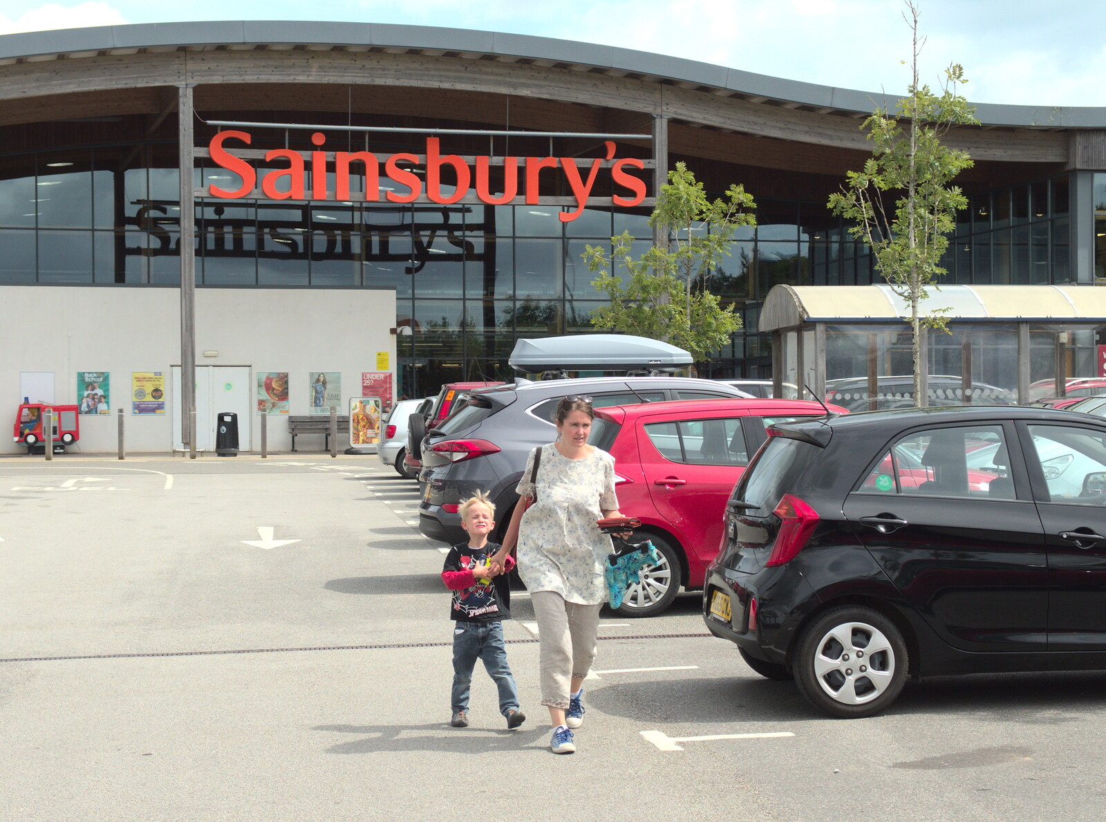 Harry's got a grump on at Dartmouth Sainsbury's from Camping With Sean, Ashburton, Devon - 8th August 2016