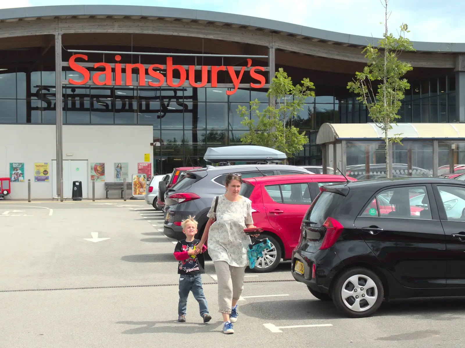 Harry's got a grump on at Dartmouth Sainsbury's, from Camping With Sean, Ashburton, Devon - 8th August 2016