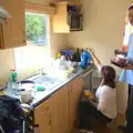 Michelle and Sean in the caravan kitchen, Camping With Sean, Ashburton, Devon - 8th August 2016