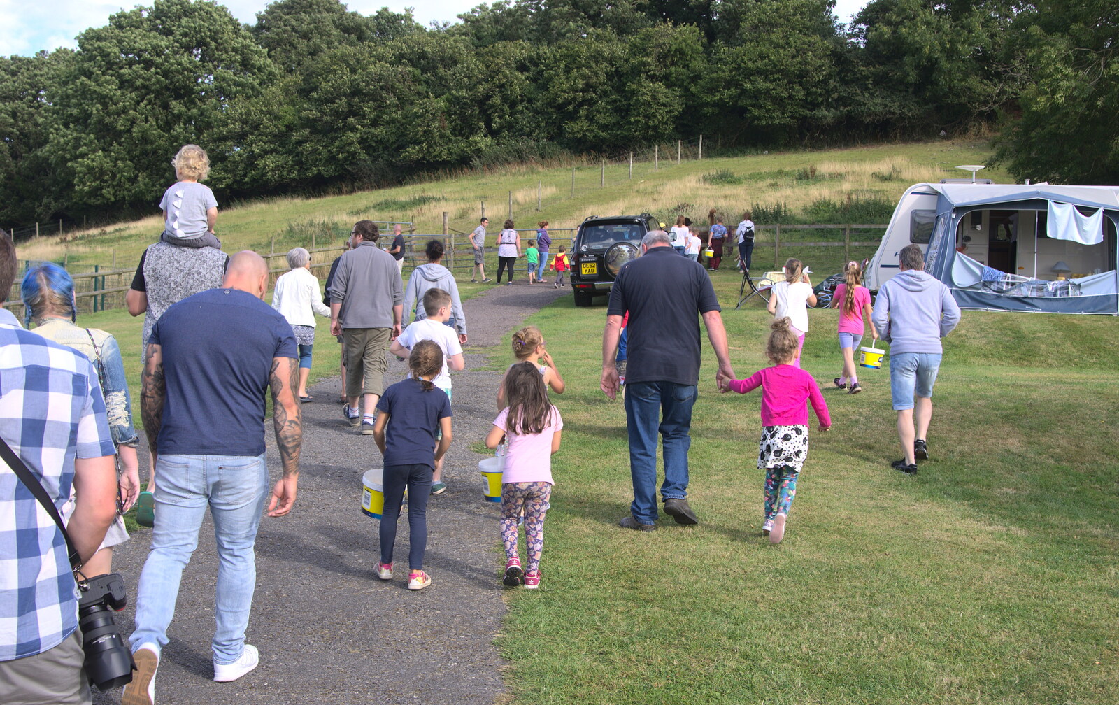 A mass of children go off for a tour from Camping With Sean, Ashburton, Devon - 8th August 2016