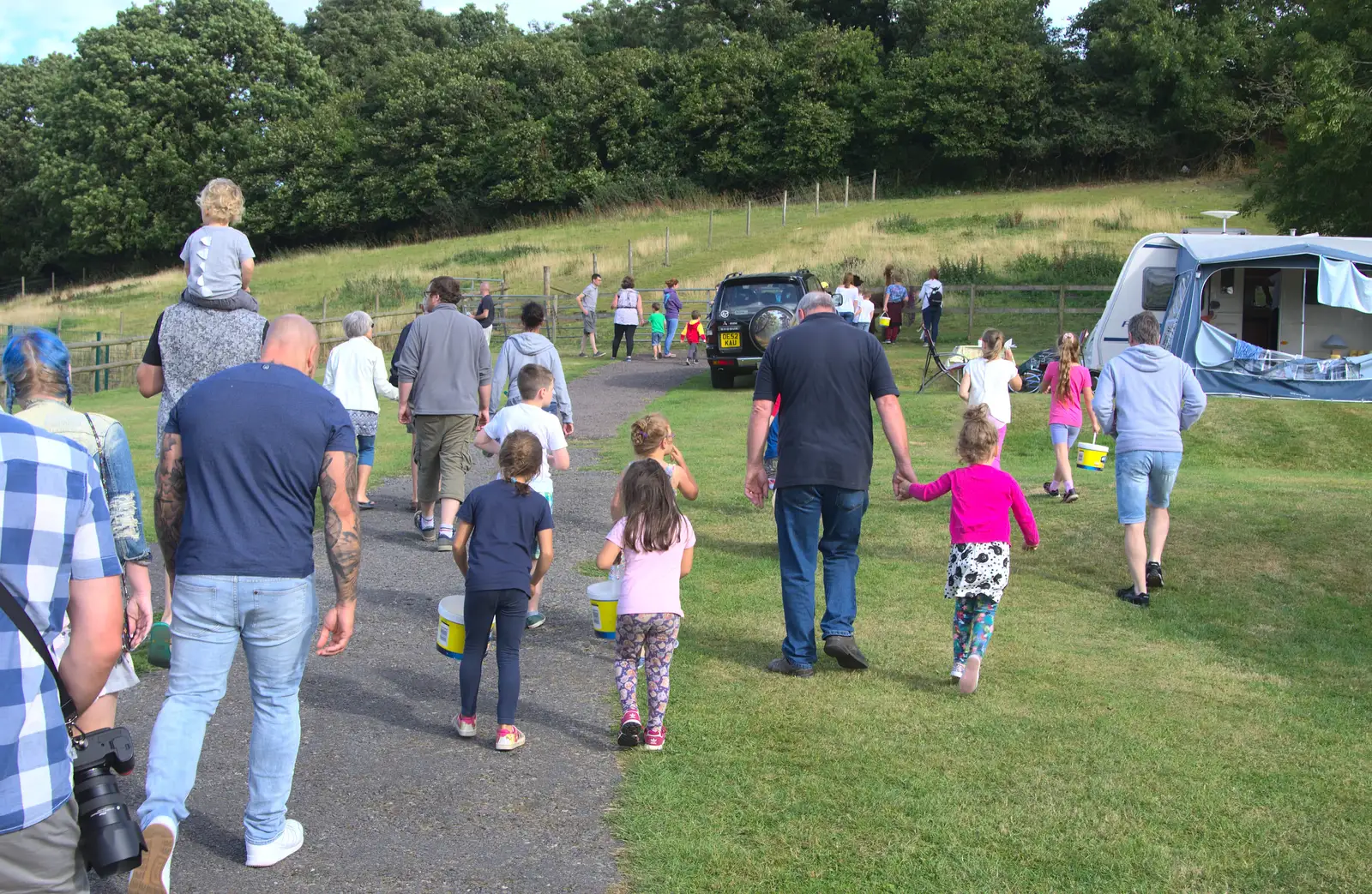 A mass of children go off for a tour, from Camping With Sean, Ashburton, Devon - 8th August 2016