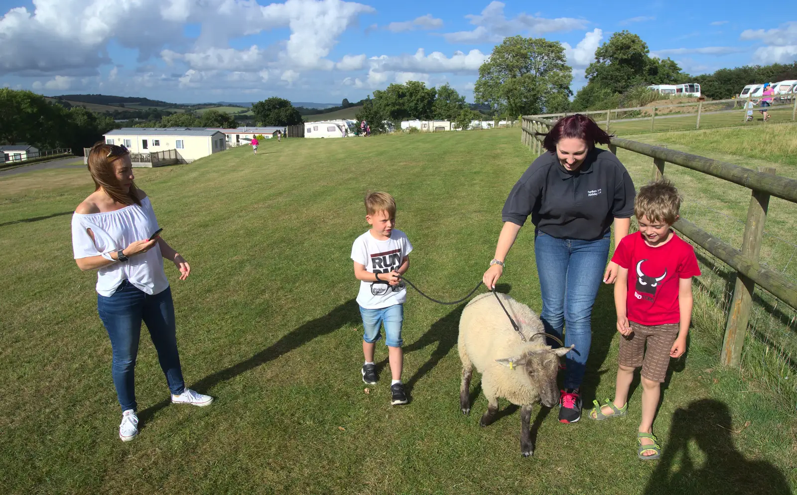 Fred follows a sheep around, from Camping With Sean, Ashburton, Devon - 8th August 2016