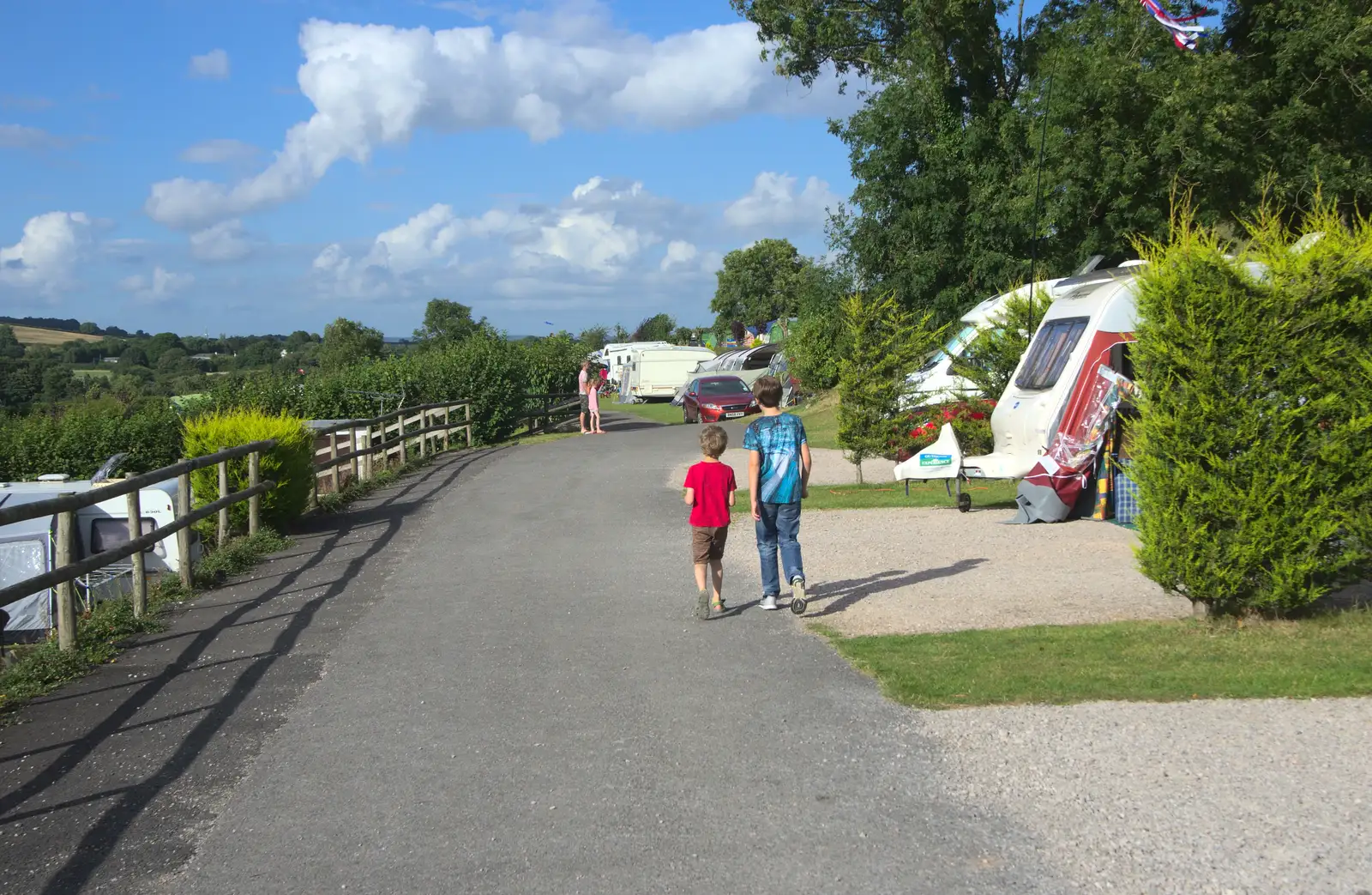 Fred and Rowan wander off, from Camping With Sean, Ashburton, Devon - 8th August 2016