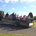 The tractor hauls the trailer off, Camping With Sean, Ashburton, Devon - 8th August 2016