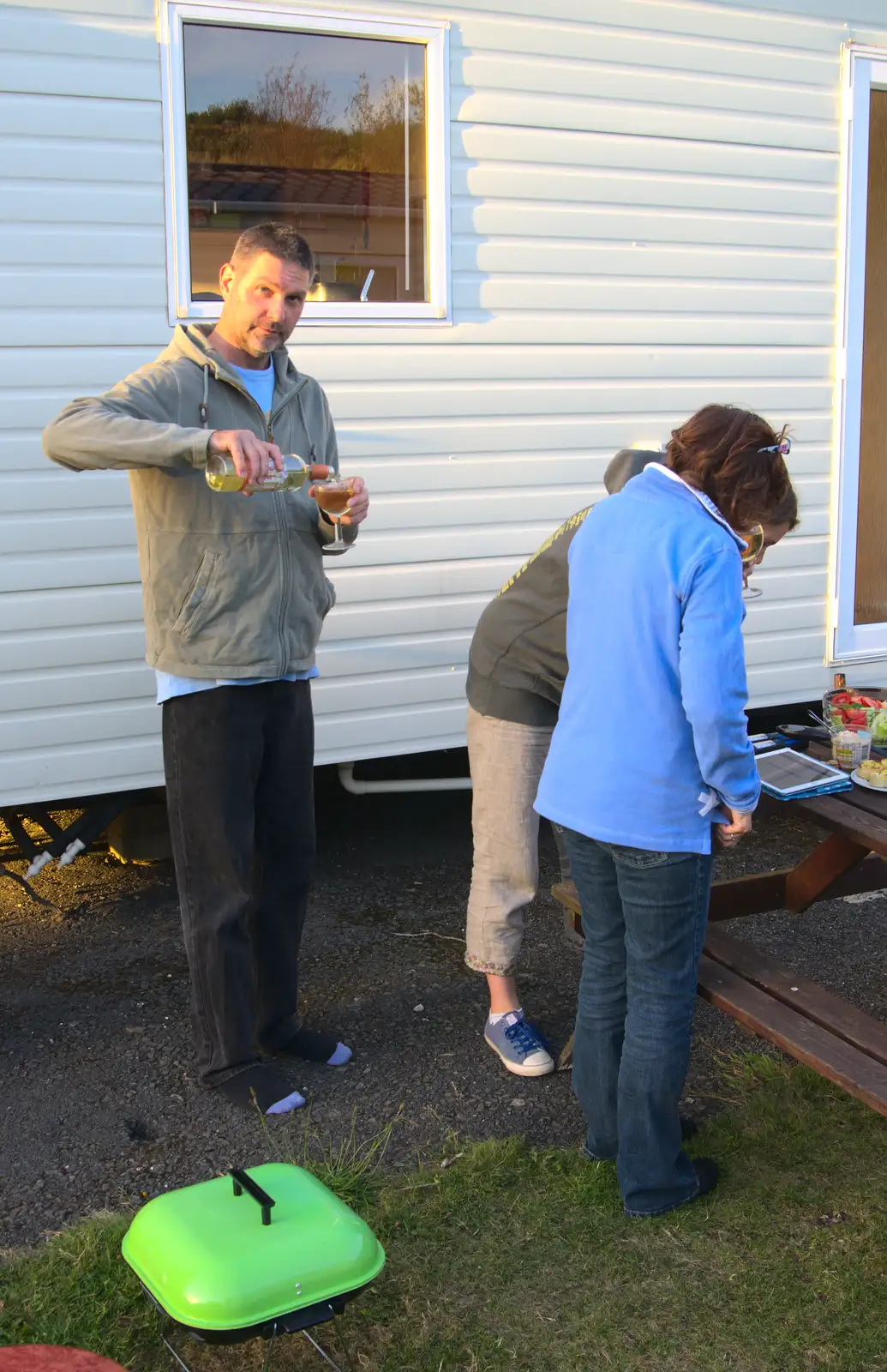 Sean pours a glass of wine, from Camping With Sean, Ashburton, Devon - 8th August 2016