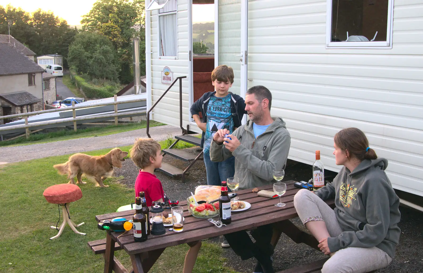 Sean plays with the Rubik's Snake, from Camping With Sean, Ashburton, Devon - 8th August 2016