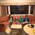 Fred and Harry watch Rowan's laptop in the caravan, Camping With Sean, Ashburton, Devon - 8th August 2016