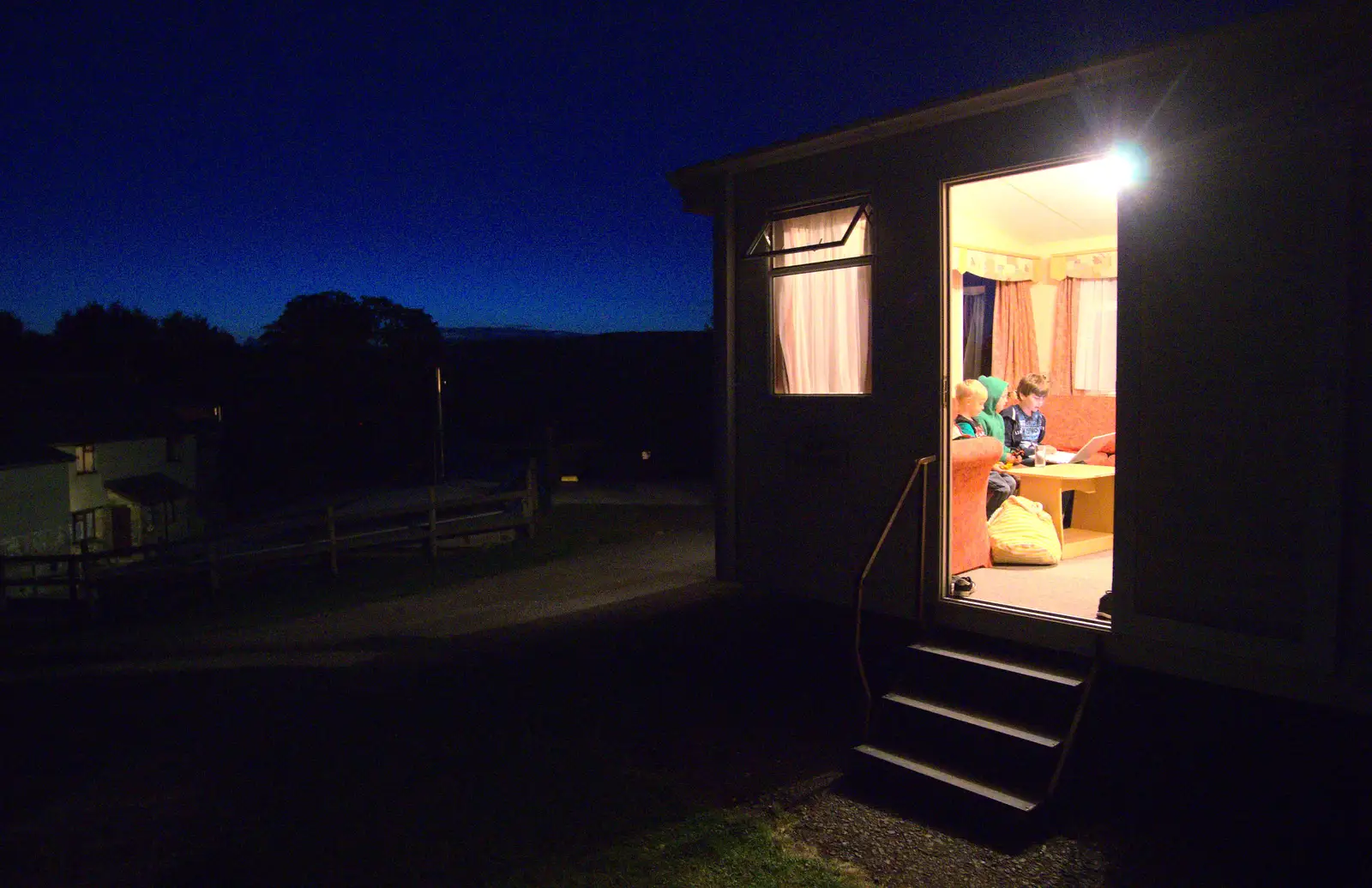 An oasis of light in the gathering dark, from Camping With Sean, Ashburton, Devon - 8th August 2016