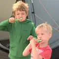 The boys angrily brush their teeth, Camping With Sean, Ashburton, Devon - 8th August 2016