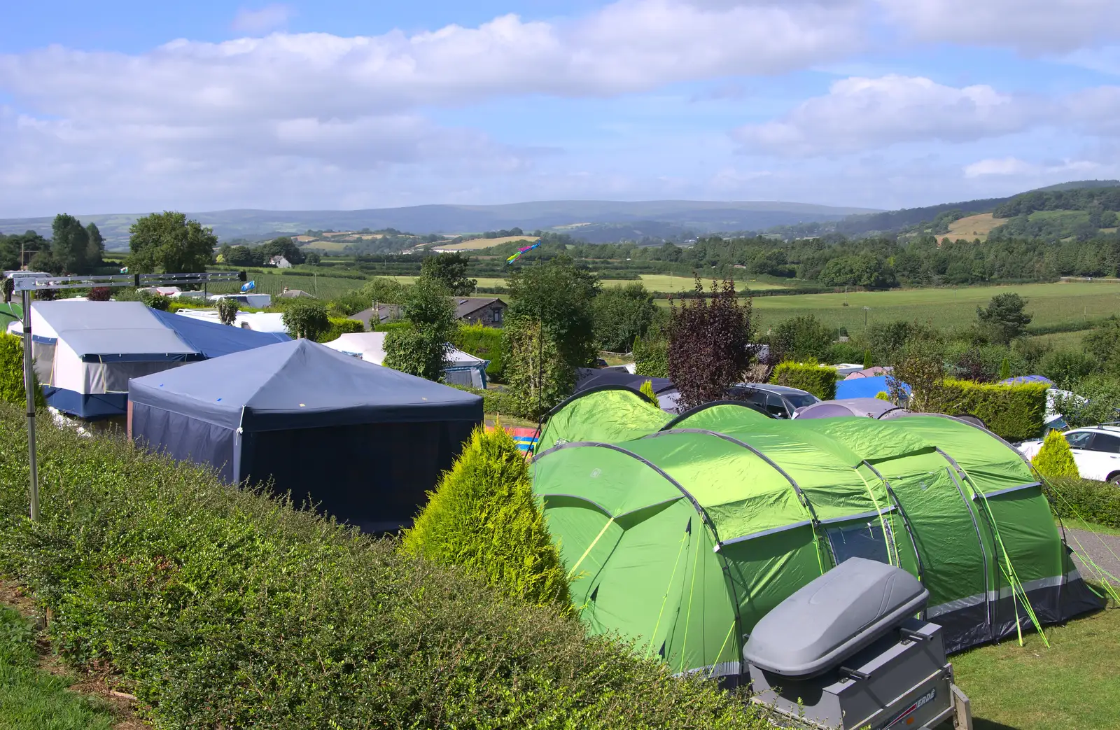 Tent city and the hills of Devon, from Camping With Sean, Ashburton, Devon - 8th August 2016