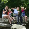 The children pose on the bridge , Badger's Holt and Bronze-Age Grimspound, Dartmoor, Devon - 10th August 2016