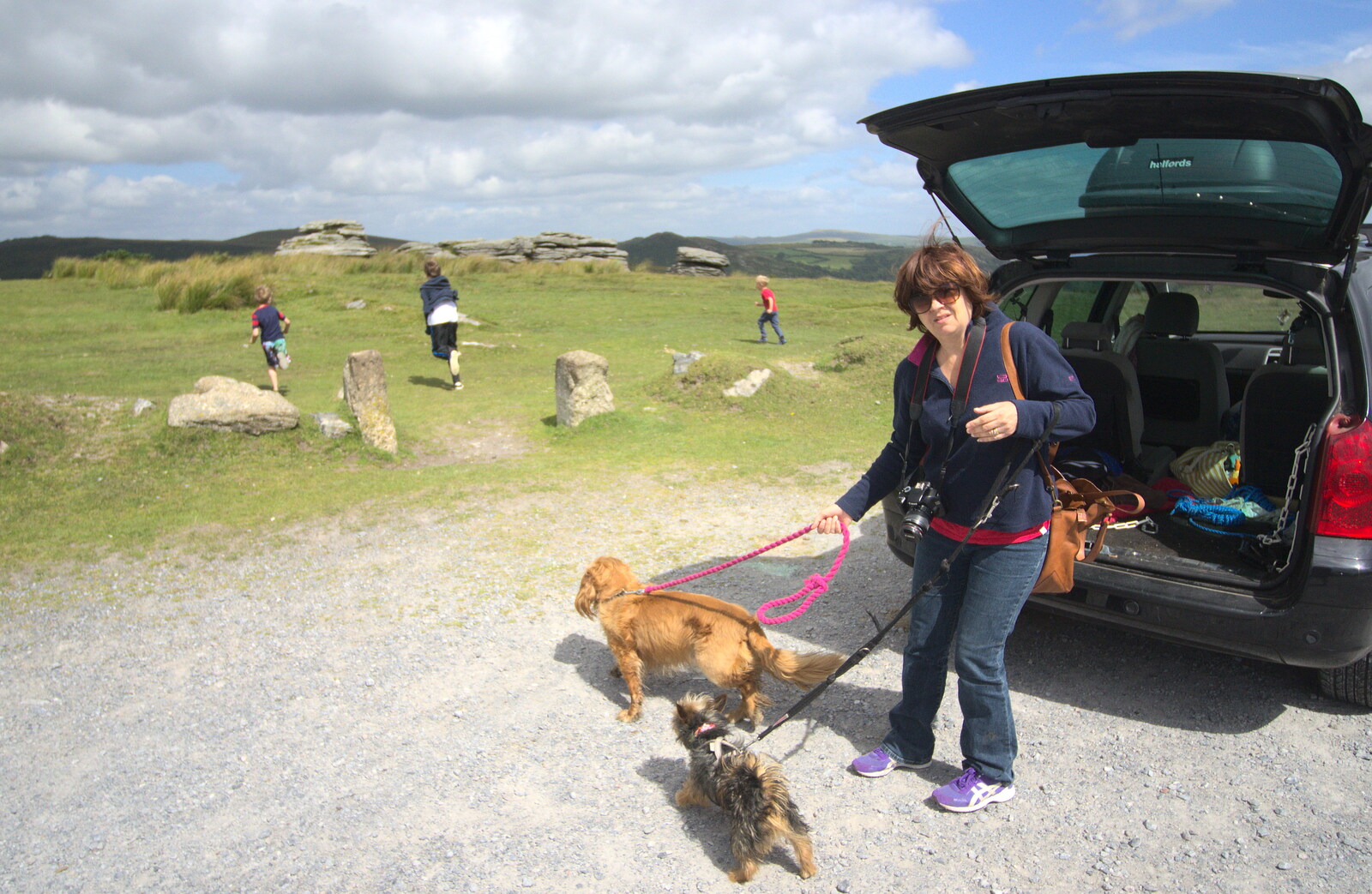 Michelle gets the dogs out from Badger's Holt and Bronze-Age Grimspound, Dartmoor, Devon - 10th August 2016