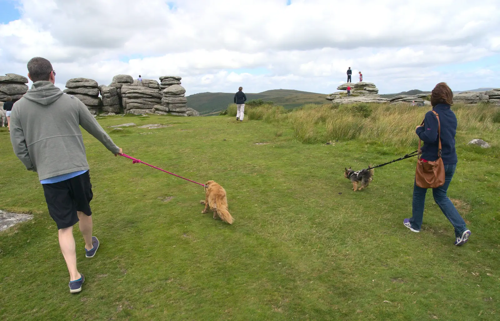 Walking the dogs on Dartmoor, from Badger's Holt and Bronze-Age Grimspound, Dartmoor, Devon - 10th August 2016