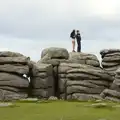 Sydney and Rowan on top of Combestone Tor, Badger's Holt and Bronze-Age Grimspound, Dartmoor, Devon - 10th August 2016