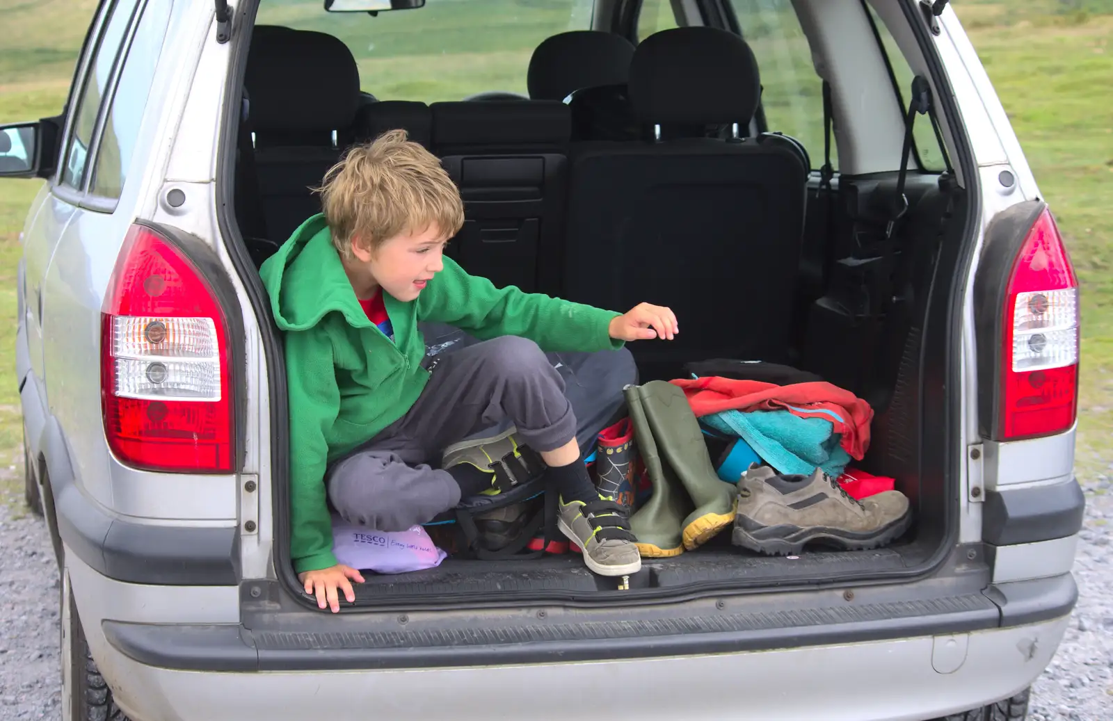 Fred gets his shoes on, from Badger's Holt and Bronze-Age Grimspound, Dartmoor, Devon - 10th August 2016