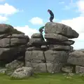 Fred and Rowan on top of the tor, Badger's Holt and Bronze-Age Grimspound, Dartmoor, Devon - 10th August 2016