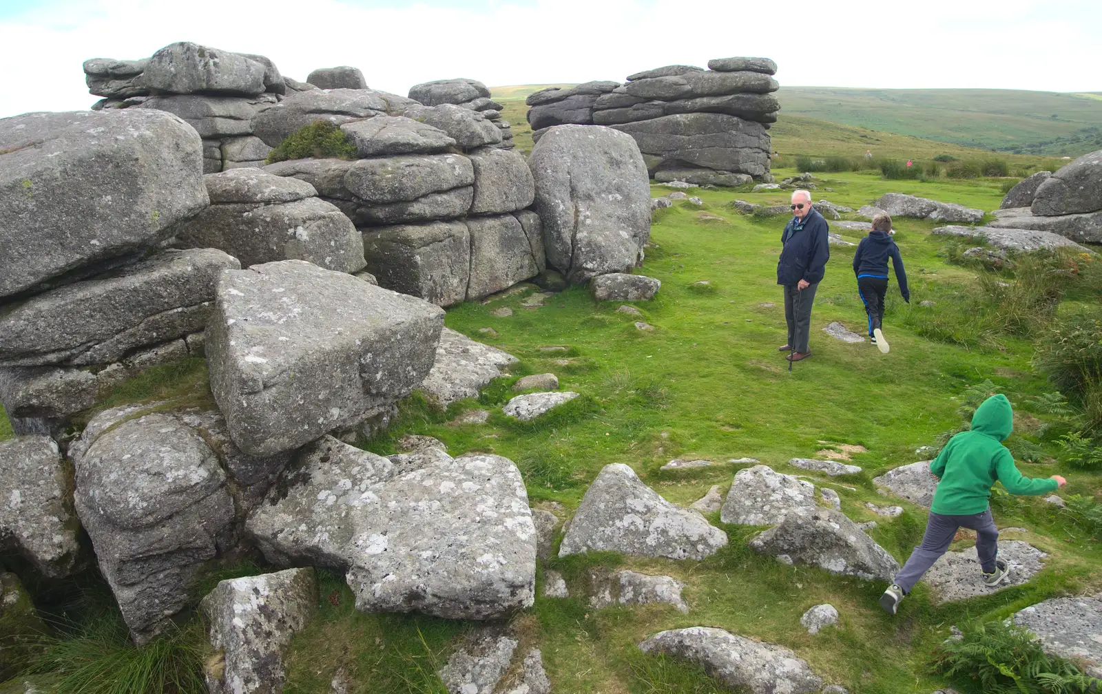 Fred roams around the rocks, from Badger's Holt and Bronze-Age Grimspound, Dartmoor, Devon - 10th August 2016