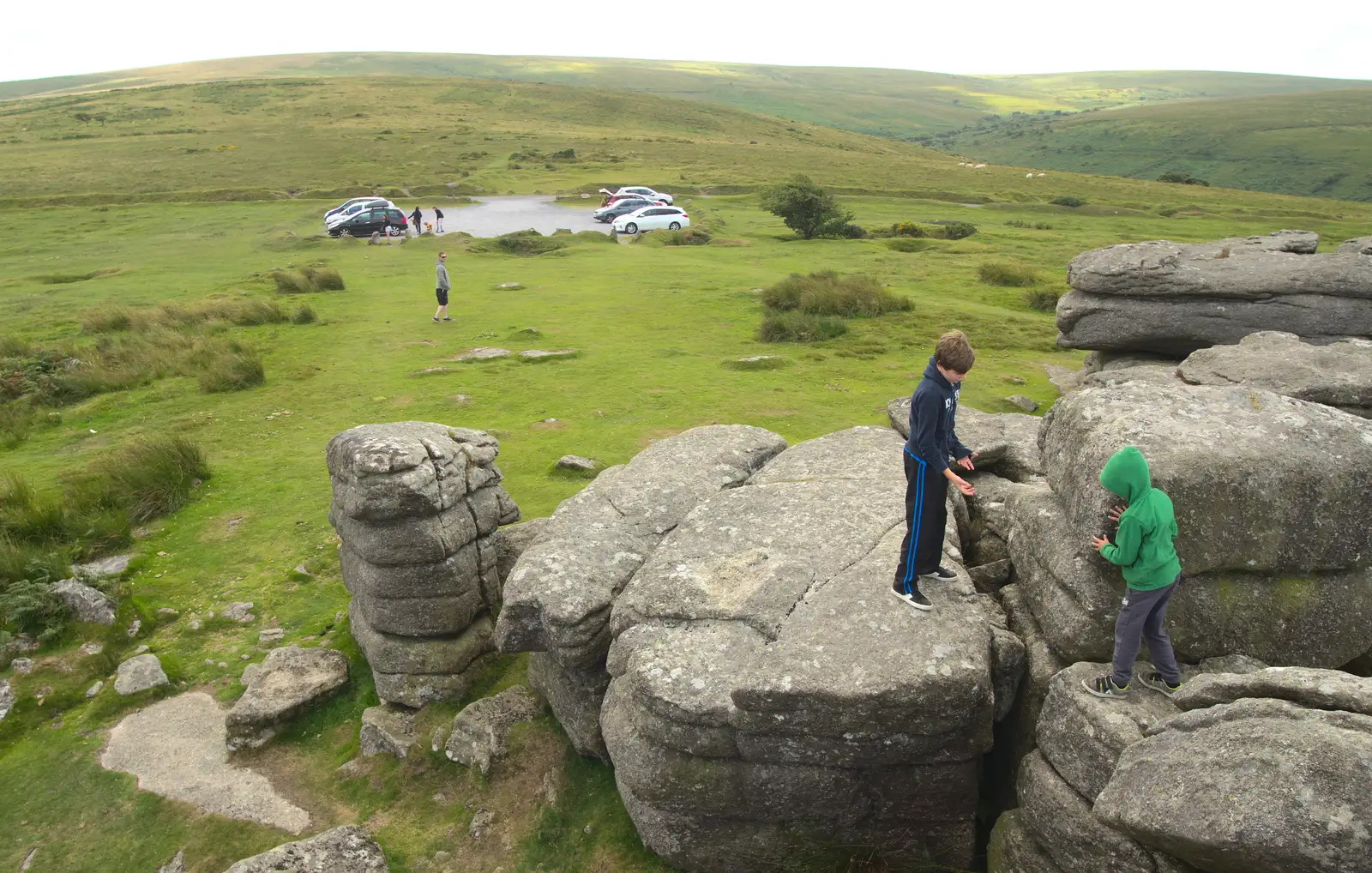 Looking back to the car park, from Badger's Holt and Bronze-Age Grimspound, Dartmoor, Devon - 10th August 2016