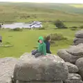 Fred sits down on the rocks, Badger's Holt and Bronze-Age Grimspound, Dartmoor, Devon - 10th August 2016