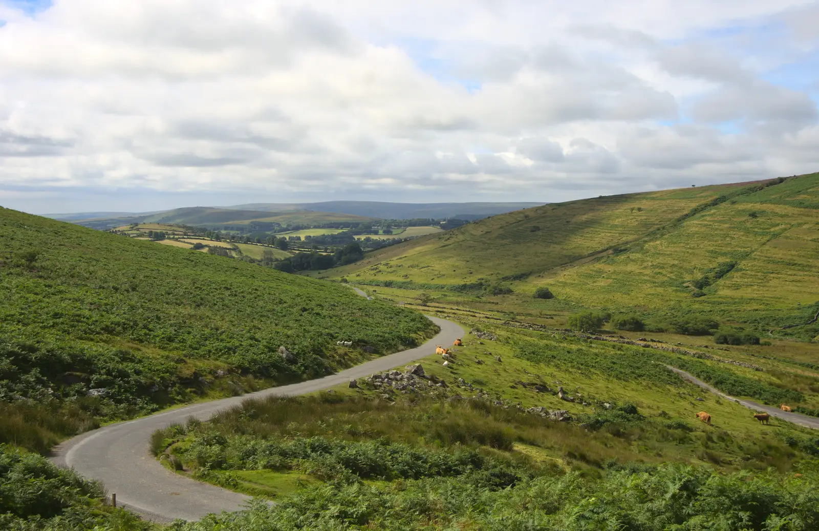 The view back down to the valley, from Badger's Holt and Bronze-Age Grimspound, Dartmoor, Devon - 10th August 2016