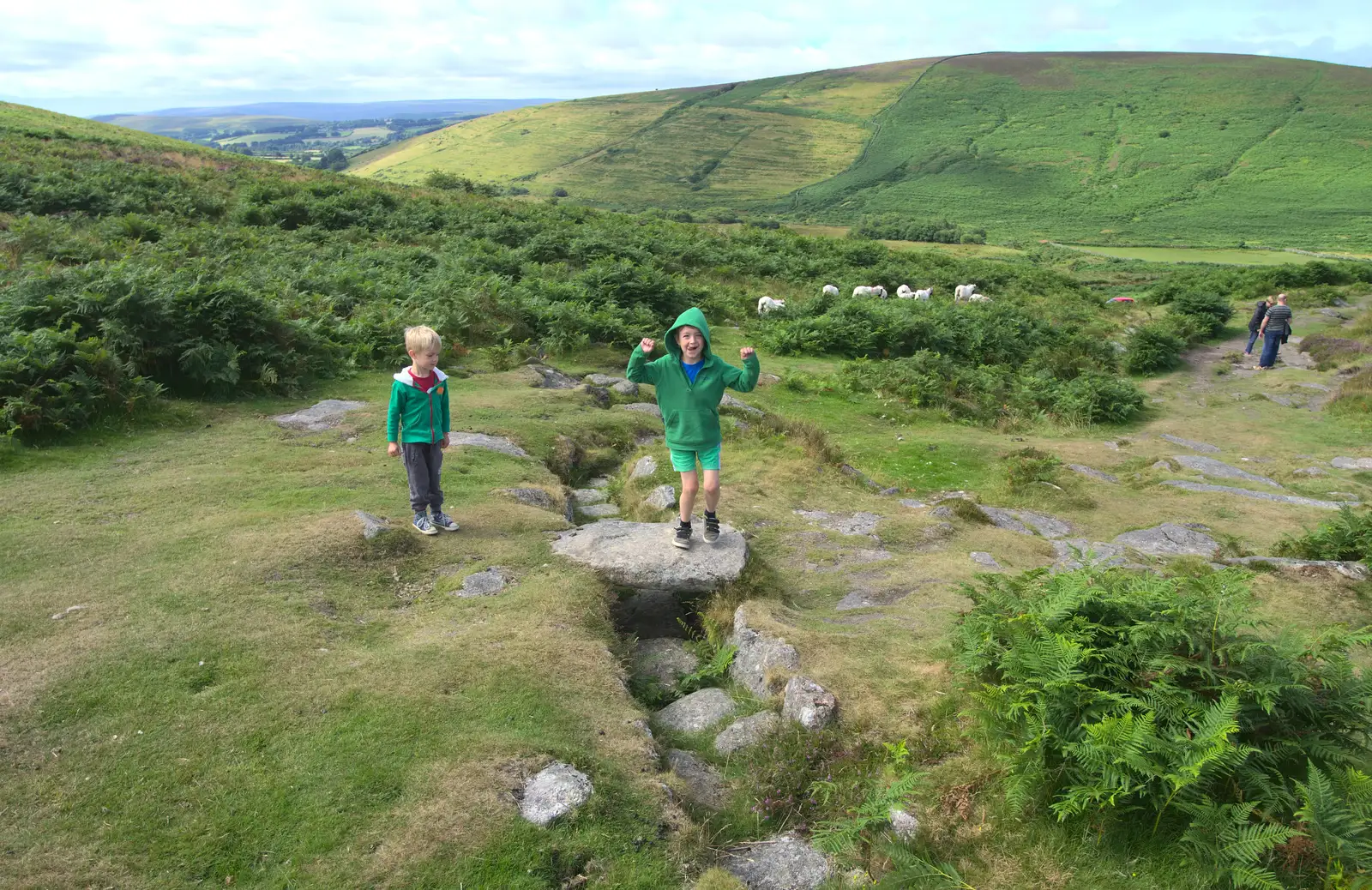 Fred stands on a small bridge, from Badger's Holt and Bronze-Age Grimspound, Dartmoor, Devon - 10th August 2016