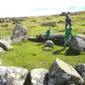 The boys in the remains of a Bronze-age dwelling, Badger's Holt and Bronze-Age Grimspound, Dartmoor, Devon - 10th August 2016