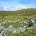 Isobel sits down on a rock, Badger's Holt and Bronze-Age Grimspound, Dartmoor, Devon - 10th August 2016