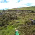 Fred points the way, Badger's Holt and Bronze-Age Grimspound, Dartmoor, Devon - 10th August 2016