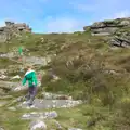 Harry runs up the tor, Badger's Holt and Bronze-Age Grimspound, Dartmoor, Devon - 10th August 2016